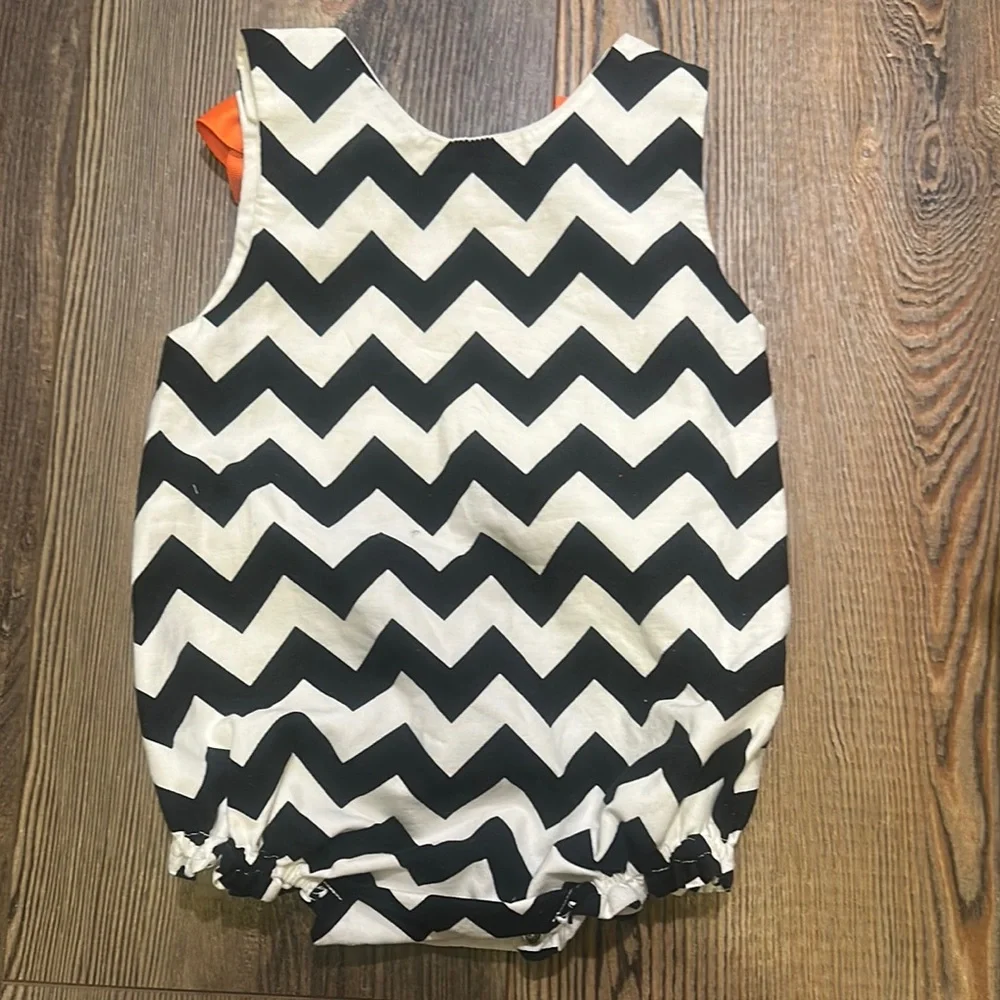 Orange and Black Halloween One Piece with Chevron Pattern - Picture 5 of 5